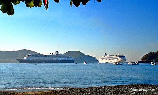 Two cruise ships in Zihuatanejo Bay