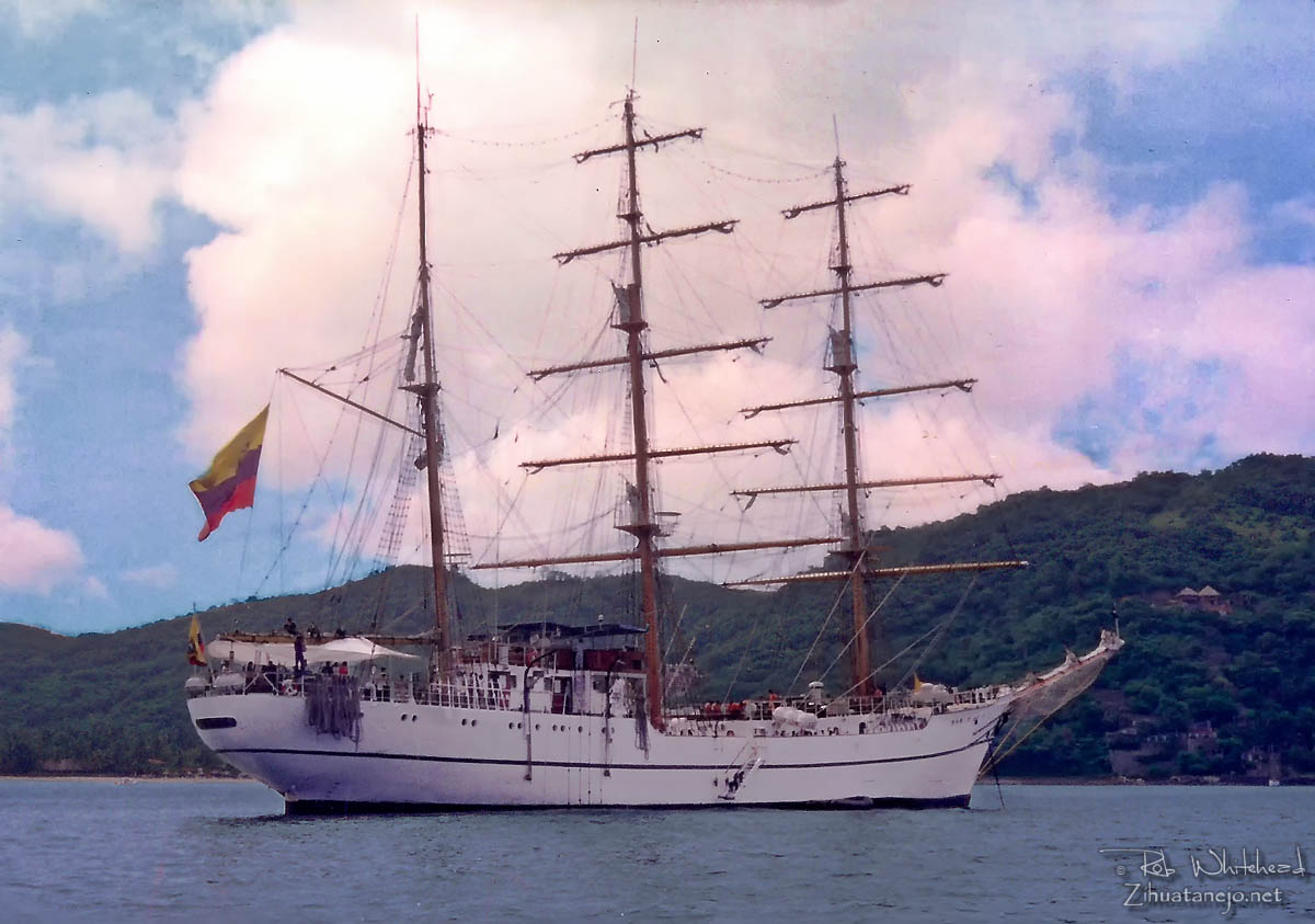 Tall Ship "Guayas" at anchor in Zihuatanejo Bay