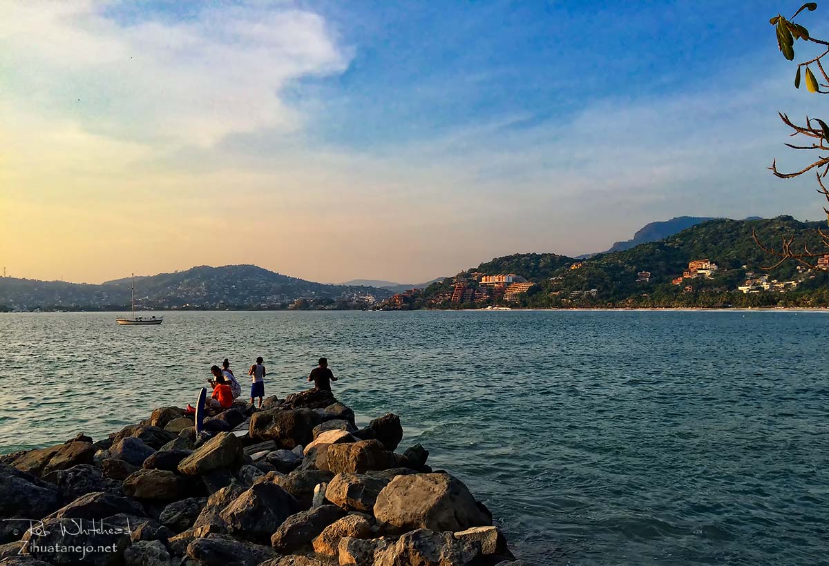 Fishing from the rocks, Zihuatanejo Bay